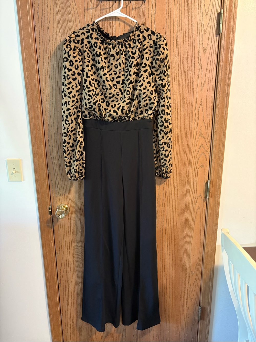 Cheetah Print Business Professional Long Sleeve Jumpsuit